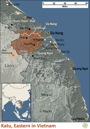 Map of Katu, Eastern in Vietnam