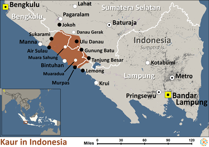 Map of Kaur in Indonesia
