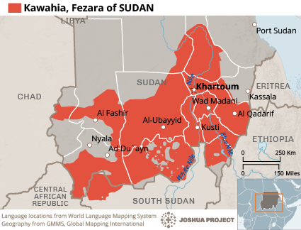 Map of Kawahla, Fezara in Sudan