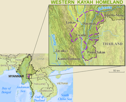 Map of Kayah Western in Thailand