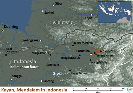 Map of Kayan, Mendalam in Indonesia