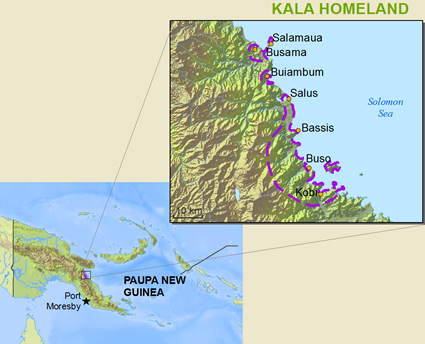 Map of Kela in Papua New Guinea