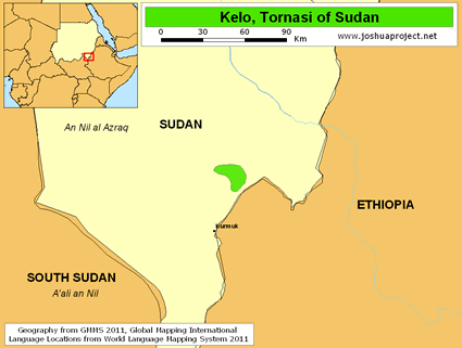 Map of Kelo, Tornasi in Sudan