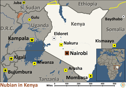 Map of Nubi in Kenya