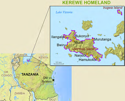 Map of Kerewe in Tanzania