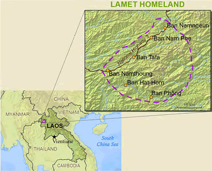 Map of Lamet in Laos