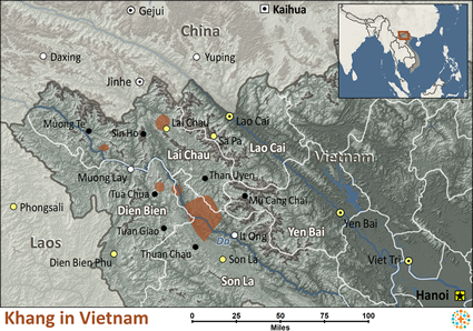 Map of Khang in Vietnam