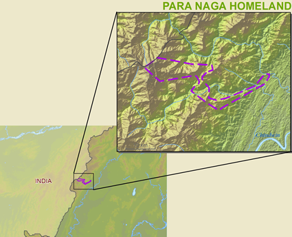 Map of Naga, Para in Myanmar (Burma)