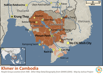 Map of Khmer in Cambodia