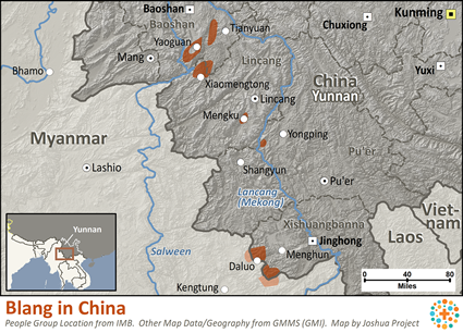 Map of Blang in China