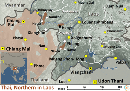 Map of Thai, Northern in Laos