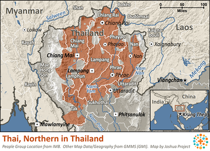 Map of Thai, Northern in Thailand