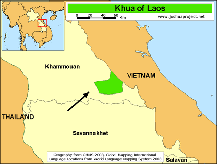 Map of Khua in Laos