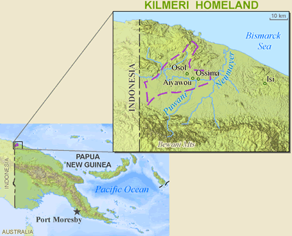 Map of Kilmera in Papua New Guinea