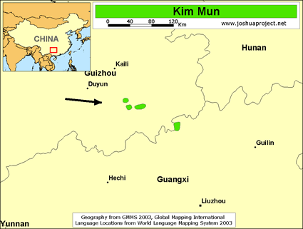 Map of Kim Mun in China