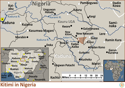Map of Kitimi in Nigeria