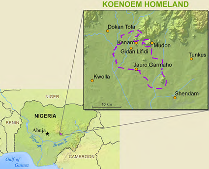 Map of Kanem, Koenoem in Nigeria