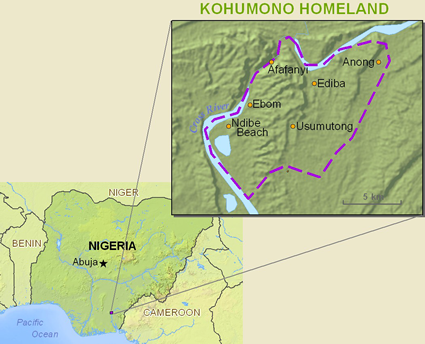 Map of Kohumono, Bahumono in Nigeria