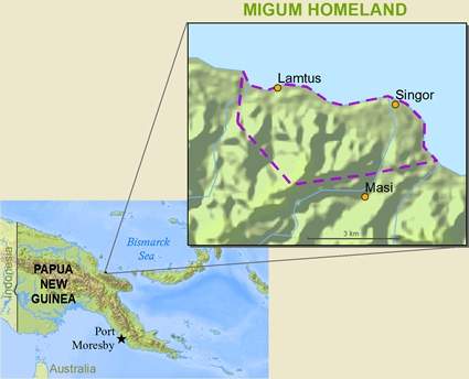 Map of Kolom in Papua New Guinea
