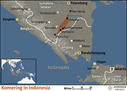 Map of Komering in Indonesia