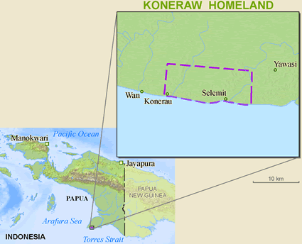Map of Koneraw in Indonesia