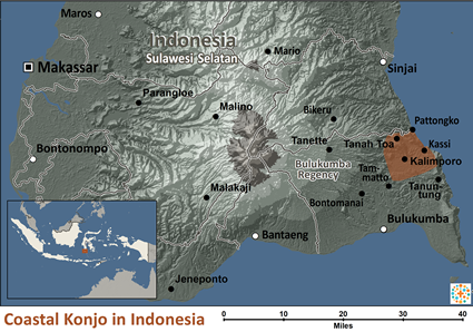 Map of Konjo, Coastal in Indonesia