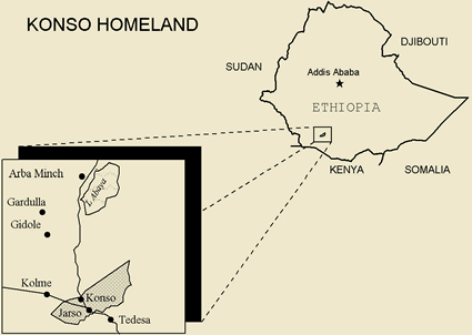 Map of Konso in Kenya