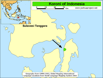 Map of Koroni in Indonesia