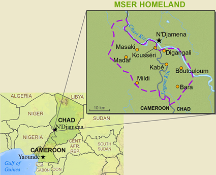 Map of Kotoko, Mser in Cameroon