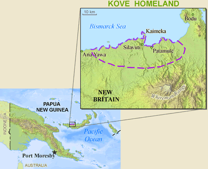 Map of Kove in Papua New Guinea