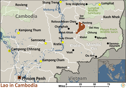 Map of Kraol in Cambodia