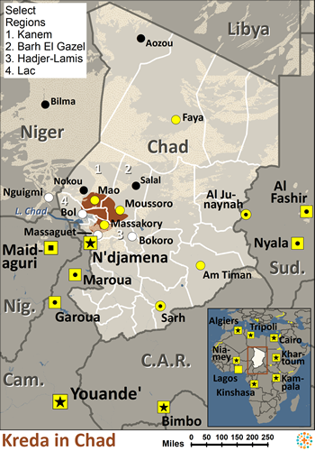 Map of Kreda in Chad