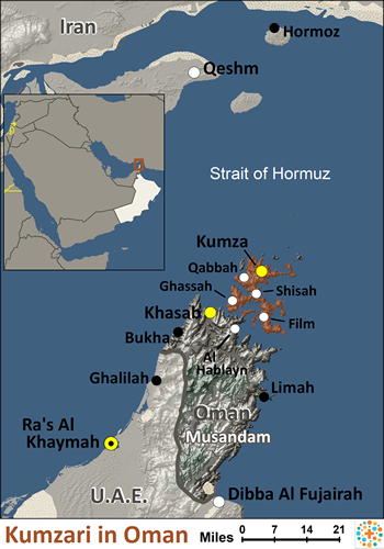 Map of Kumzari in Oman