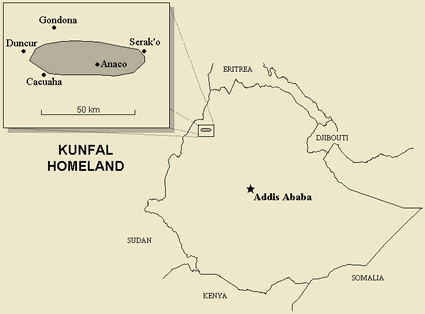 Map of Kunfal in Ethiopia