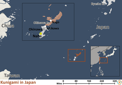 Map of Kunigami in Japan