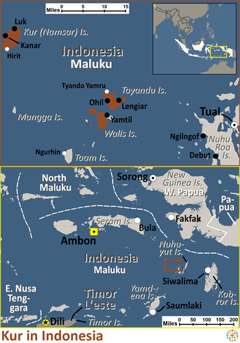 Map of Kur in Indonesia