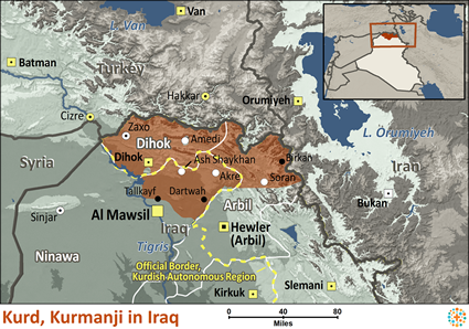 Map of Kurd, Syrian in Iraq