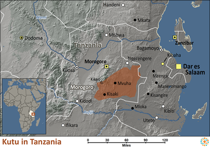 Map of Kutu in Tanzania