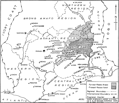 Map of Akan-Kwawu in Ghana