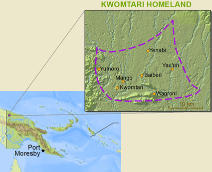 Map of Kwomtari, Maragin in Papua New Guinea