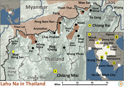 Map of Lahu Na in Thailand