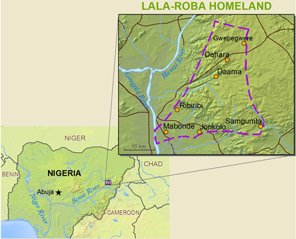 Map of Lala-Roba, Gworam in Nigeria