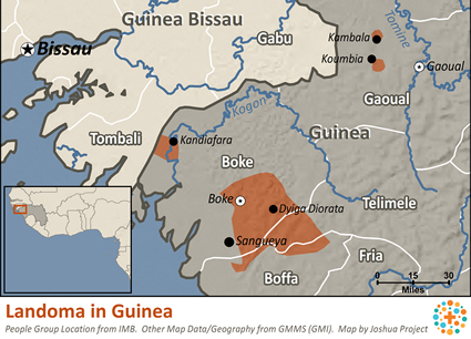 Map of Landoma in Guinea