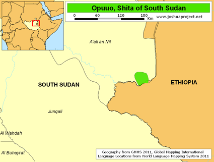 Map of Opo in South Sudan