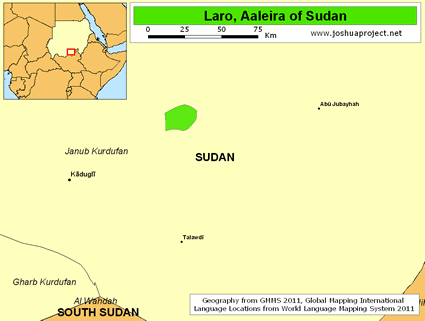 Map of Laru in Sudan