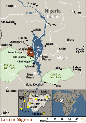 Map of Laru in Nigeria