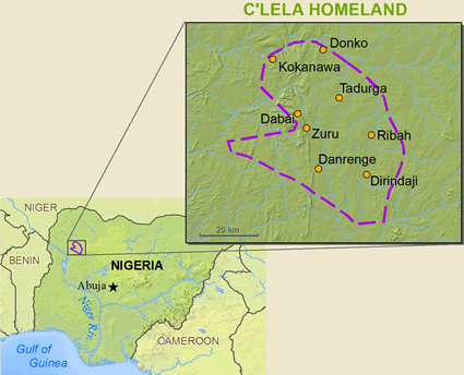 Map of Lela, Dakakari in Nigeria