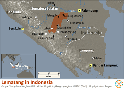 Map of Lematang in Indonesia