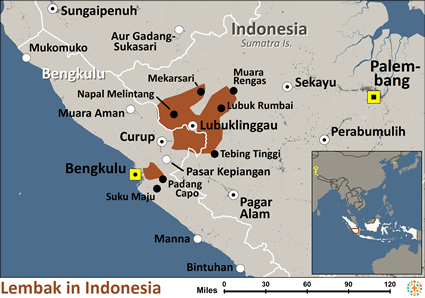 Map of Lembak in Indonesia