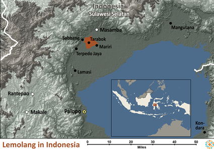 Map of Lemolang in Indonesia